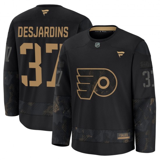 Youth Fanatics Philadelphia Flyers Eric Desjardins 2024 Military Appreciation Practice Jersey - Black Premium