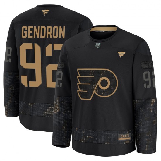 Youth Fanatics Philadelphia Flyers Alexis Gendron 2024 Military Appreciation Practice Jersey - Black Premium