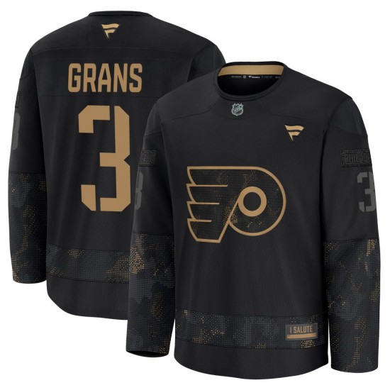 Youth Fanatics Philadelphia Flyers Helge Grans 2024 Military Appreciation Practice Jersey - Black Premium