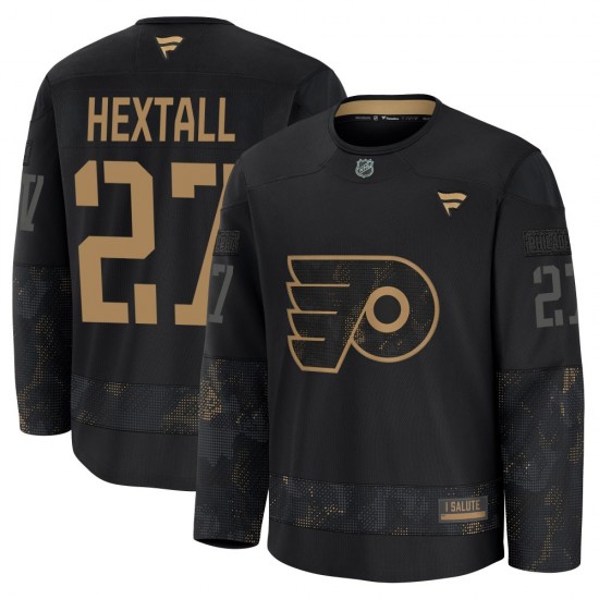 Youth Fanatics Philadelphia Flyers Ron Hextall 2024 Military Appreciation Practice Jersey - Black Premium