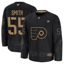 Youth Fanatics Philadelphia Flyers Givani Smith 2024 Military Appreciation Practice Jersey - Black Premium