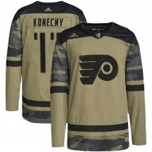 Youth Adidas Philadelphia Flyers Travis Konecny Military Appreciation Practice Jersey - Camo Authentic