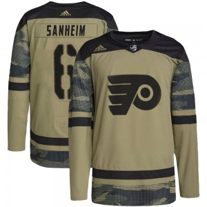 Youth Adidas Philadelphia Flyers Travis Sanheim Military Appreciation Practice Jersey - Camo Authentic