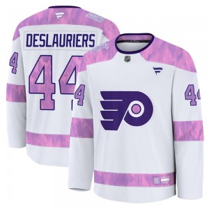 Fanatics Philadelphia Flyers Nicolas Deslauriers 2024 Hockey Fights Cancer Practice Jersey - White Premium