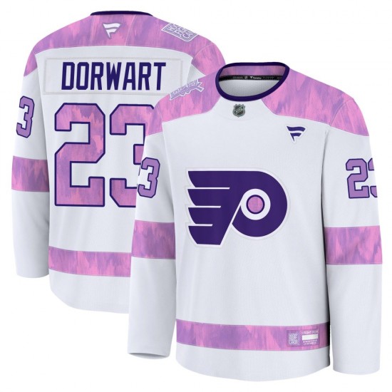 Fanatics Philadelphia Flyers Karsen Dorwart 2024 Hockey Fights Cancer Practice Jersey - White Premium