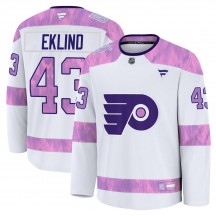 Fanatics Philadelphia Flyers Oscar Eklind 2024 Hockey Fights Cancer Practice Jersey - White Premium