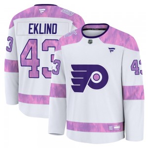 Fanatics Philadelphia Flyers Oscar Eklind 2024 Hockey Fights Cancer Practice Jersey - White Premium