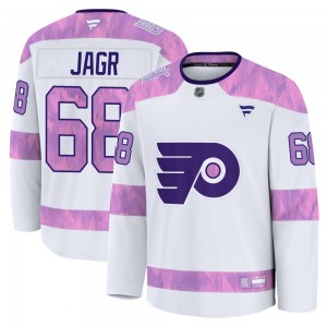 Fanatics Philadelphia Flyers Jaromir Jagr 2024 Hockey Fights Cancer Practice Jersey - White Premium
