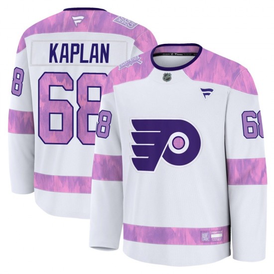 Fanatics Philadelphia Flyers Devin Kaplan 2024 Hockey Fights Cancer Practice Jersey - White Premium