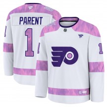 Fanatics Philadelphia Flyers Bernie Parent 2024 Hockey Fights Cancer Practice Jersey - White Premium