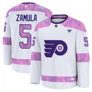 Fanatics Philadelphia Flyers Egor Zamula 2024 Hockey Fights Cancer Practice Jersey - White Premium