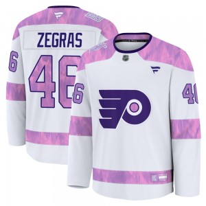 Fanatics Philadelphia Flyers Trevor Zegras 2024 Hockey Fights Cancer Practice Jersey - White Premium