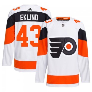 Adidas Philadelphia Flyers Oscar Eklind 2024 Stadium Series Primegreen Jersey - White Authentic