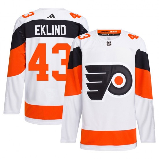 Adidas Philadelphia Flyers Oscar Eklind 2024 Stadium Series Primegreen Jersey - White Authentic
