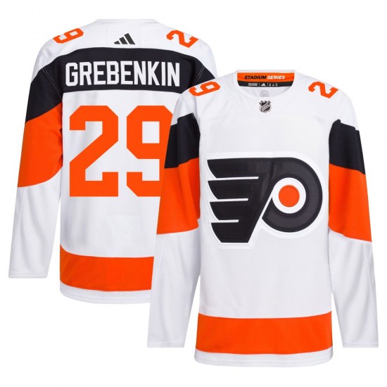 Adidas Philadelphia Flyers Nikita Grebenkin 2024 Stadium Series Primegreen Jersey - White Authentic