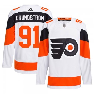 Adidas Philadelphia Flyers Carl Grundstrom 2024 Stadium Series Primegreen Jersey - White Authentic