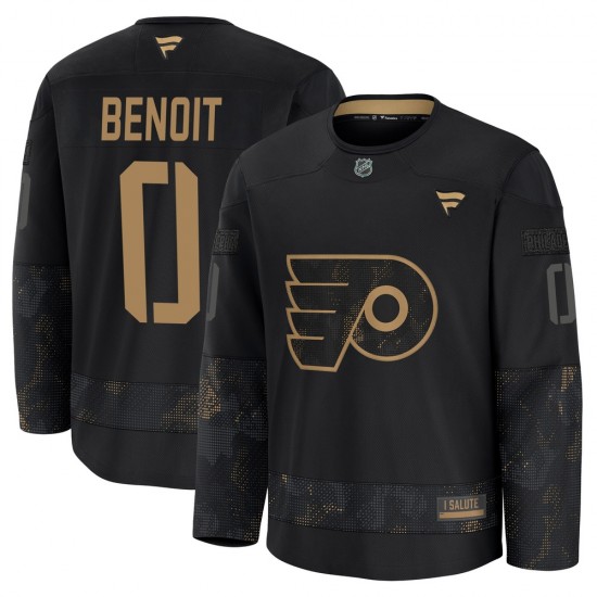 Fanatics Philadelphia Flyers Simon Benoit 2024 Military Appreciation Practice Jersey - Black Premium