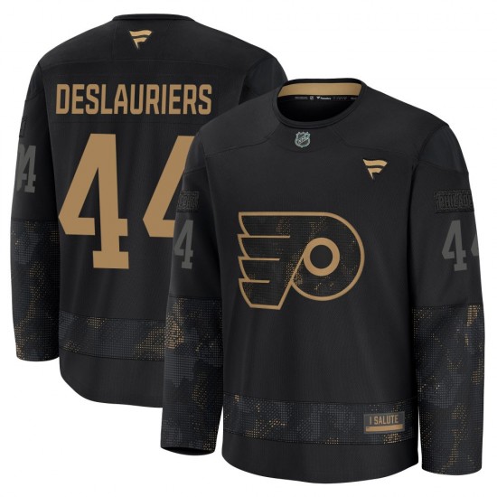 Fanatics Philadelphia Flyers Nicolas Deslauriers 2024 Military Appreciation Practice Jersey - Black Premium