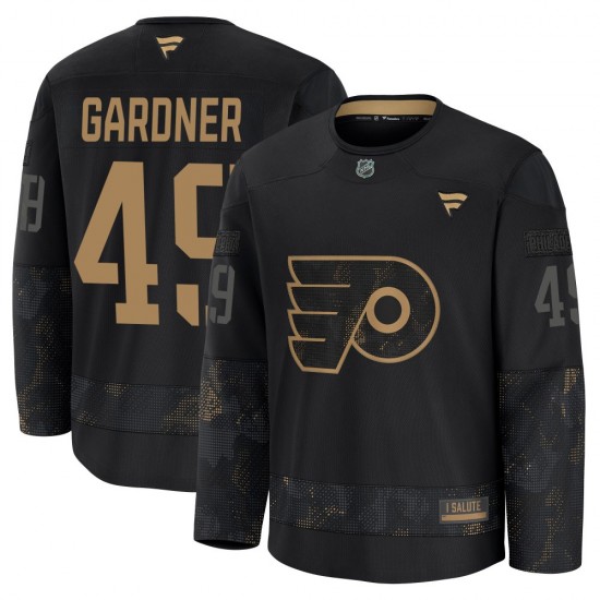 Fanatics Philadelphia Flyers Rhett Gardner 2024 Military Appreciation Practice Jersey - Black Premium