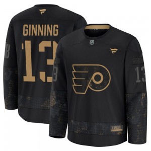 Fanatics Philadelphia Flyers Adam Ginning 2024 Military Appreciation Practice Jersey - Black Premium