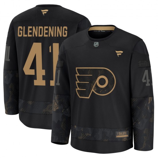 Fanatics Philadelphia Flyers Luke Glendening 2024 Military Appreciation Practice Jersey - Black Premium