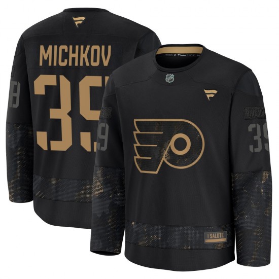 Fanatics Philadelphia Flyers Matvei Michkov 2024 Military Appreciation Practice Jersey - Black Premium