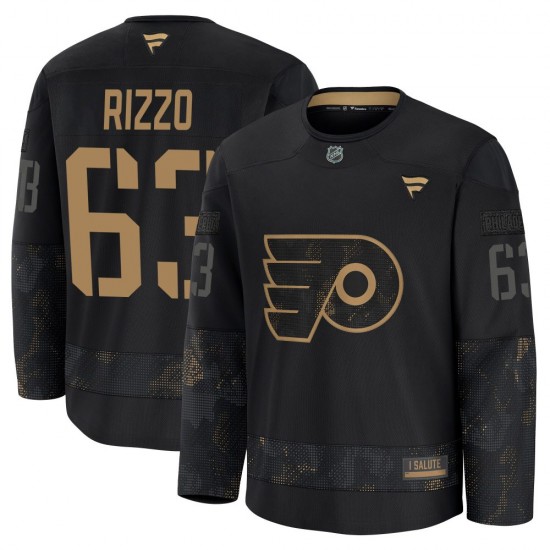 Fanatics Philadelphia Flyers Massimo Rizzo 2024 Military Appreciation Practice Jersey - Black Premium