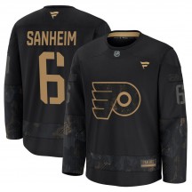 Fanatics Philadelphia Flyers Travis Sanheim 2024 Military Appreciation Practice Jersey - Black Premium