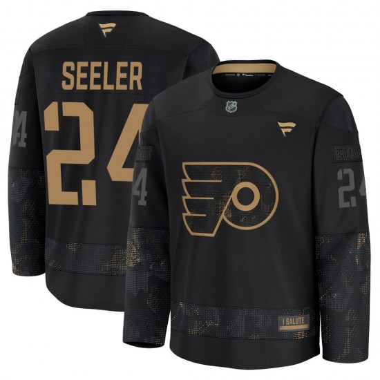 Fanatics Philadelphia Flyers Nick Seeler 2024 Military Appreciation Practice Jersey - Black Premium