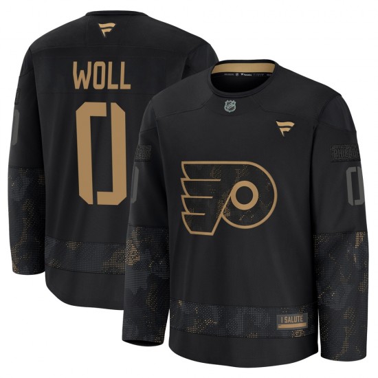 Fanatics Philadelphia Flyers Joseph Woll 2024 Military Appreciation Practice Jersey - Black Premium