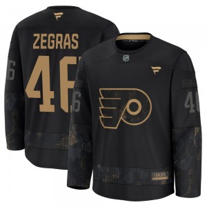 Fanatics Philadelphia Flyers Trevor Zegras 2024 Military Appreciation Practice Jersey - Black Premium