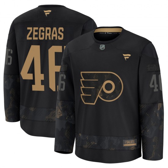 Fanatics Philadelphia Flyers Trevor Zegras 2024 Military Appreciation Practice Jersey - Black Premium