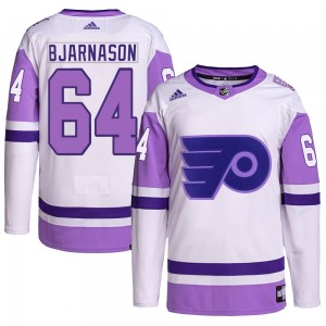 Youth Adidas Philadelphia Flyers Carson Bjarnason Hockey Fights Cancer Primegreen Jersey - White/Purple Authentic