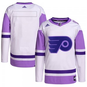 Youth Adidas Philadelphia Flyers Blank ＃ Hockey Fights Cancer Primegreen Jersey - White/Purple Authentic