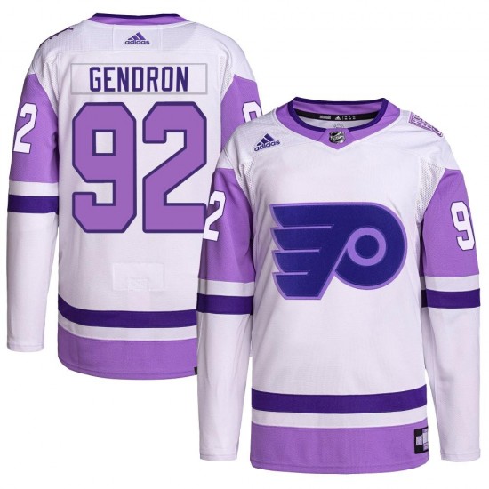 Youth Adidas Philadelphia Flyers Alexis Gendron Hockey Fights Cancer Primegreen Jersey - White/Purple Authentic