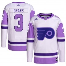 Youth Adidas Philadelphia Flyers Helge Grans Hockey Fights Cancer Primegreen Jersey - White/Purple Authentic