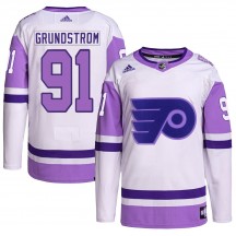 Youth Adidas Philadelphia Flyers Carl Grundstrom Hockey Fights Cancer Primegreen Jersey - White/Purple Authentic