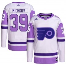 Youth Adidas Philadelphia Flyers Matvei Michkov Hockey Fights Cancer Primegreen Jersey - White/Purple Authentic