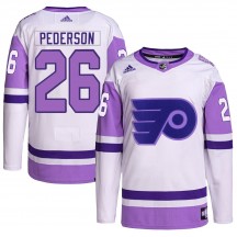 Youth Adidas Philadelphia Flyers Lane Pederson Hockey Fights Cancer Primegreen Jersey - White/Purple Authentic