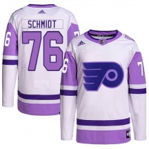 Youth Adidas Philadelphia Flyers Roman Schmidt Hockey Fights Cancer Primegreen Jersey - White/Purple Authentic