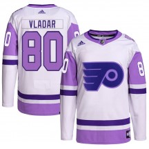Youth Adidas Philadelphia Flyers Dan Vladar Hockey Fights Cancer Primegreen Jersey - White/Purple Authentic