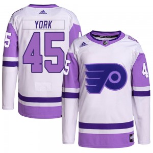 Youth Adidas Philadelphia Flyers Cam York Hockey Fights Cancer Primegreen Jersey - White/Purple Authentic