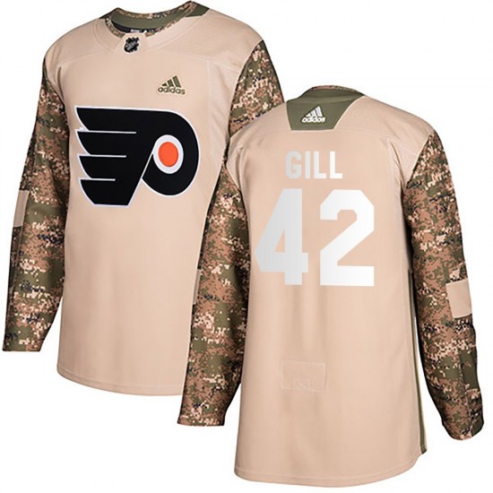 Youth Adidas Philadelphia Flyers Spencer Gill Veterans Day Practice Jersey - Camo Authentic