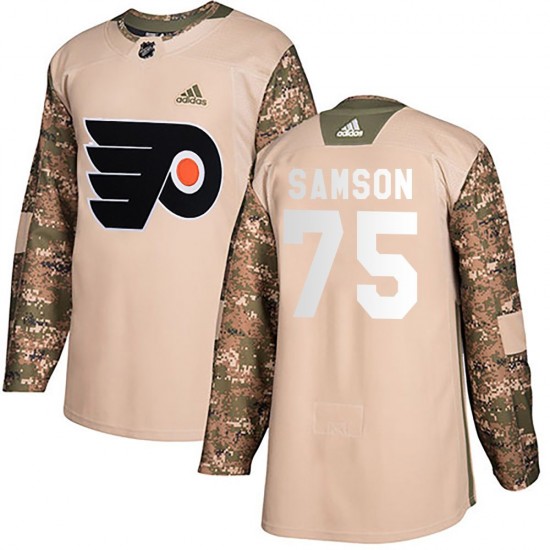 Youth Adidas Philadelphia Flyers Ethan Samson Veterans Day Practice Jersey - Camo Authentic