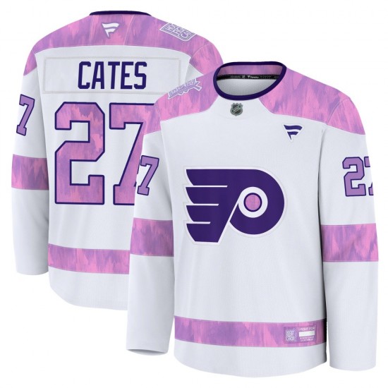 Youth Fanatics Philadelphia Flyers Noah Cates 2024 Hockey Fights Cancer Practice Jersey - White Premium