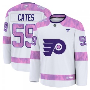 Youth Fanatics Philadelphia Flyers Jackson Cates 2024 Hockey Fights Cancer Practice Jersey - White Premium