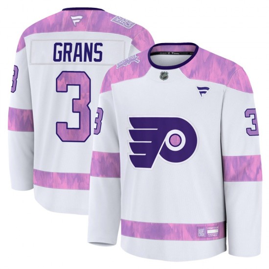 Youth Fanatics Philadelphia Flyers Helge Grans 2024 Hockey Fights Cancer Practice Jersey - White Premium