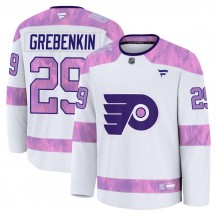 Youth Fanatics Philadelphia Flyers Nikita Grebenkin 2024 Hockey Fights Cancer Practice Jersey - White Premium