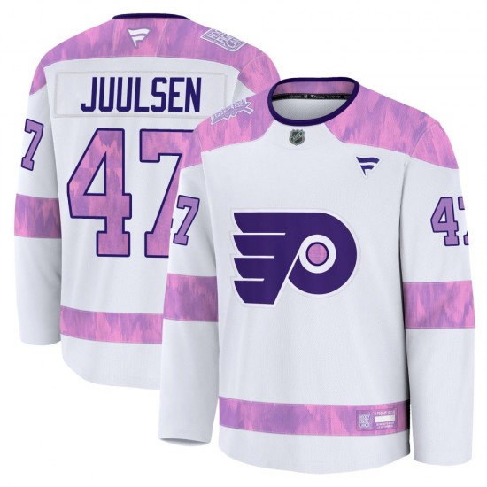 Youth Fanatics Philadelphia Flyers Noah Juulsen 2024 Hockey Fights Cancer Practice Jersey - White Premium