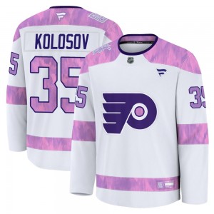 Youth Fanatics Philadelphia Flyers Aleksei Kolosov 2024 Hockey Fights Cancer Practice Jersey - White Premium